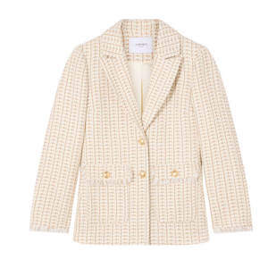 L.K. Bennett Julia Camel Tweed Check Pocket Detail Jacket